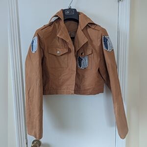 Cosplay AOT Scouting Jacket Cropped Jacket with 3 Embroidered Patches